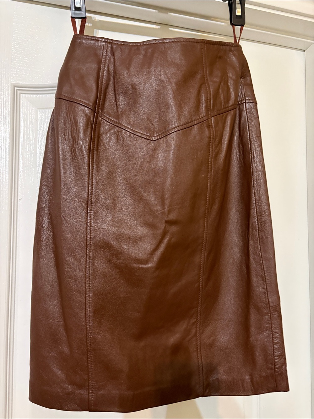 Architect Brown Leather Pencil Skirt